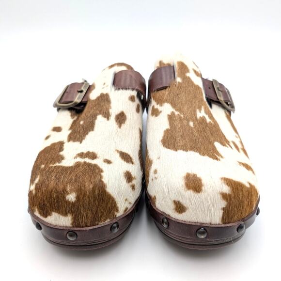 Chocolat Blu Yuna Genuine Calf Hair Clog Women's Cow Print Size US5 EU35 - Picture 2 of 12